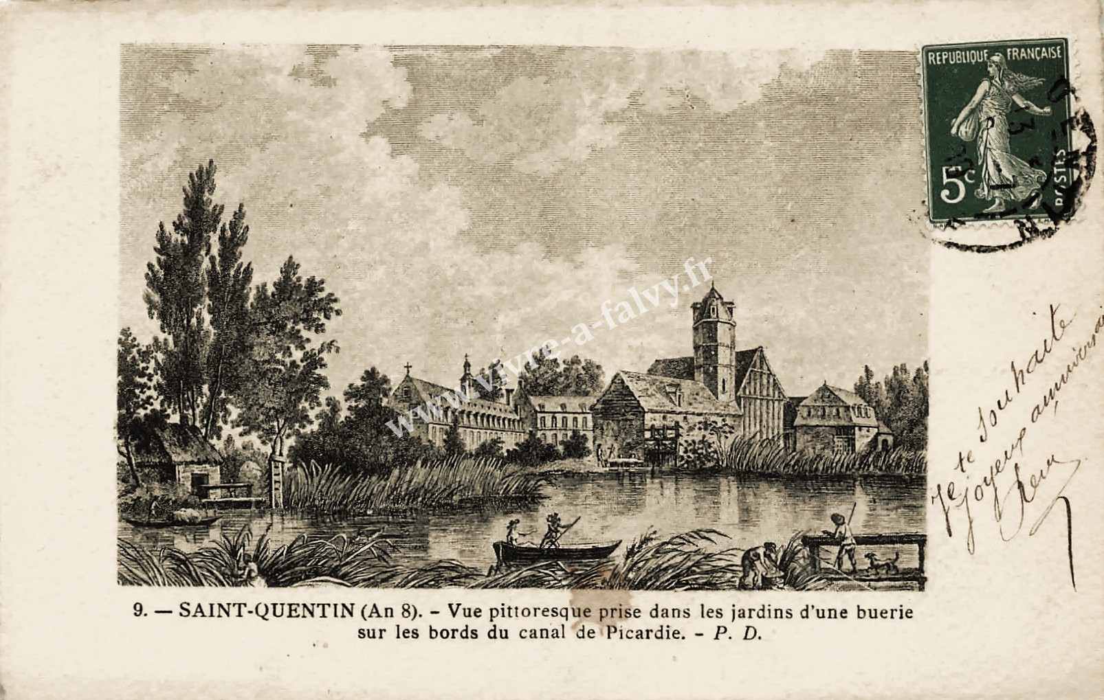 0 saint quentin gravure vue pittoresque