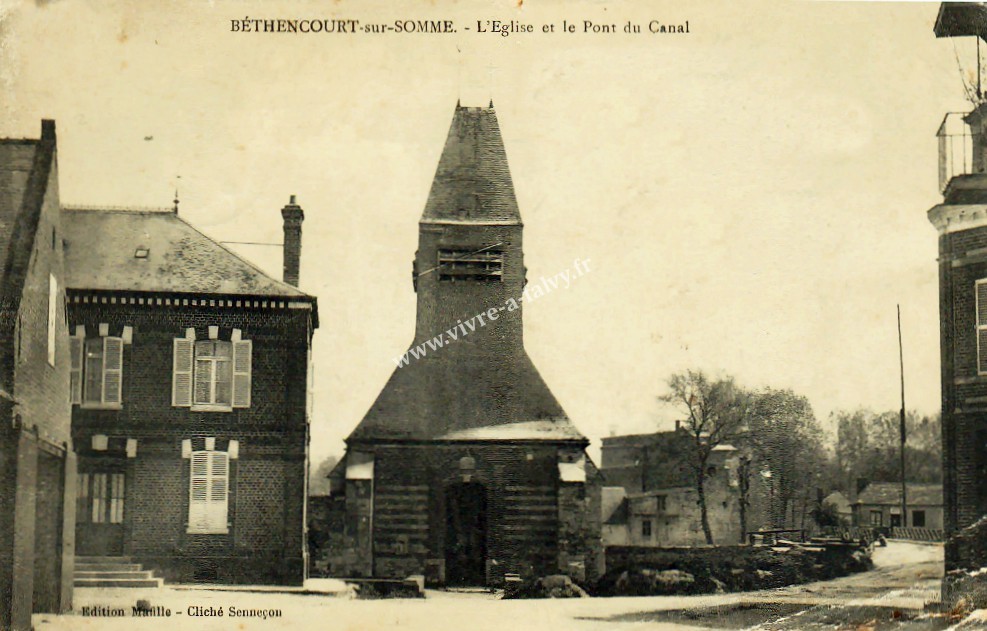 1 bethencourt sur somme l eglise et le pont du canal