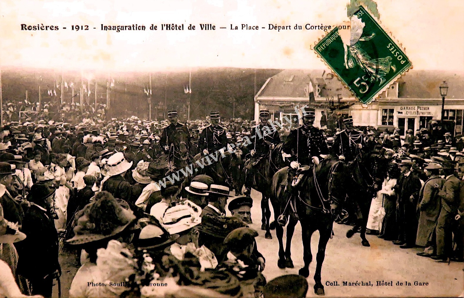 1rosieres en santerre 1912 inauguration de l hotel de ville la place depart du cortege