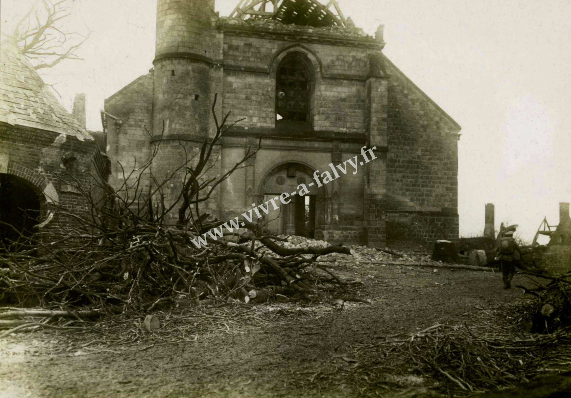 2 athies ruines eglise arbres abattus mars 1917