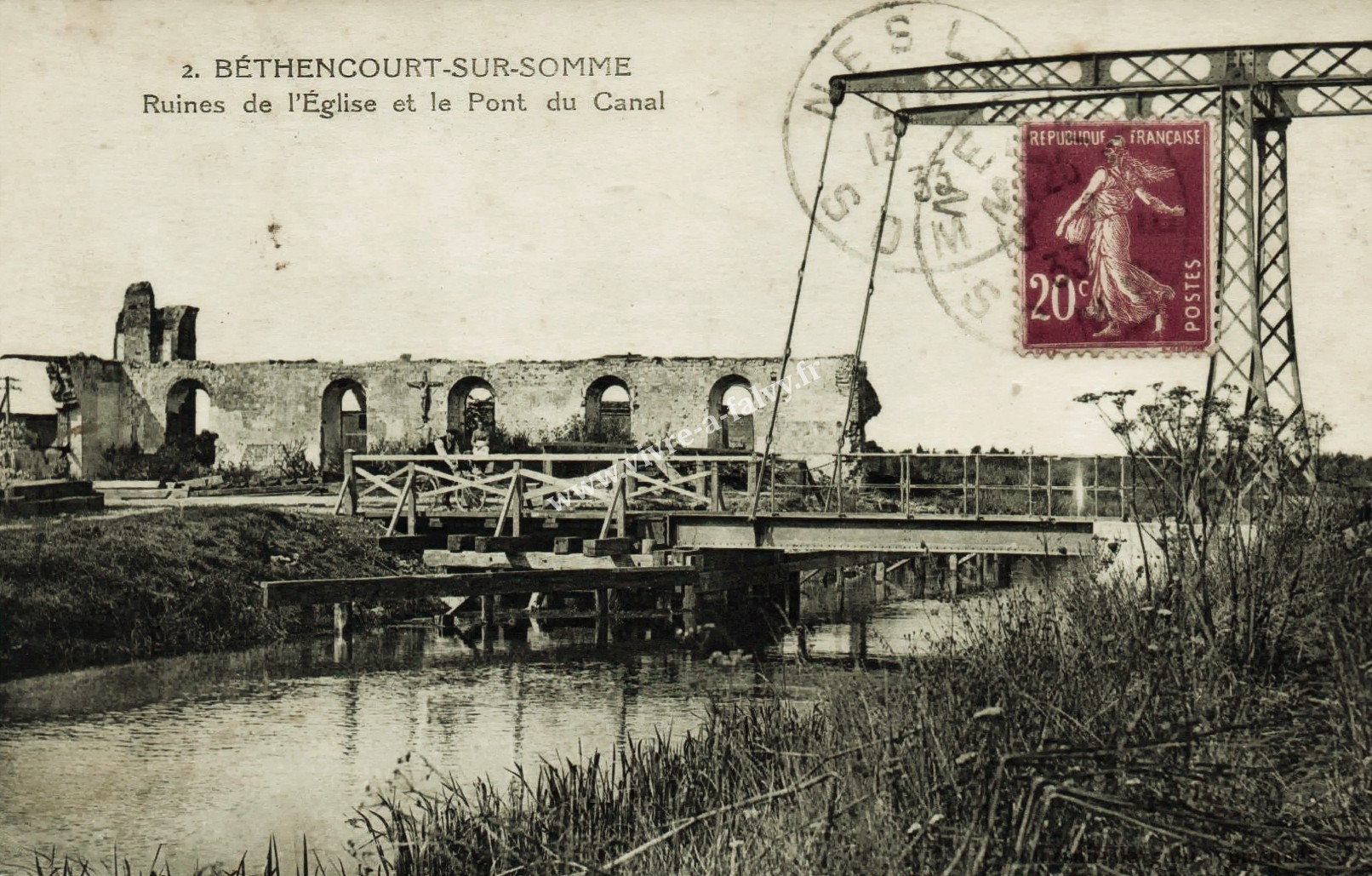 2 bethencourt ruines de l eglise le pont du canal