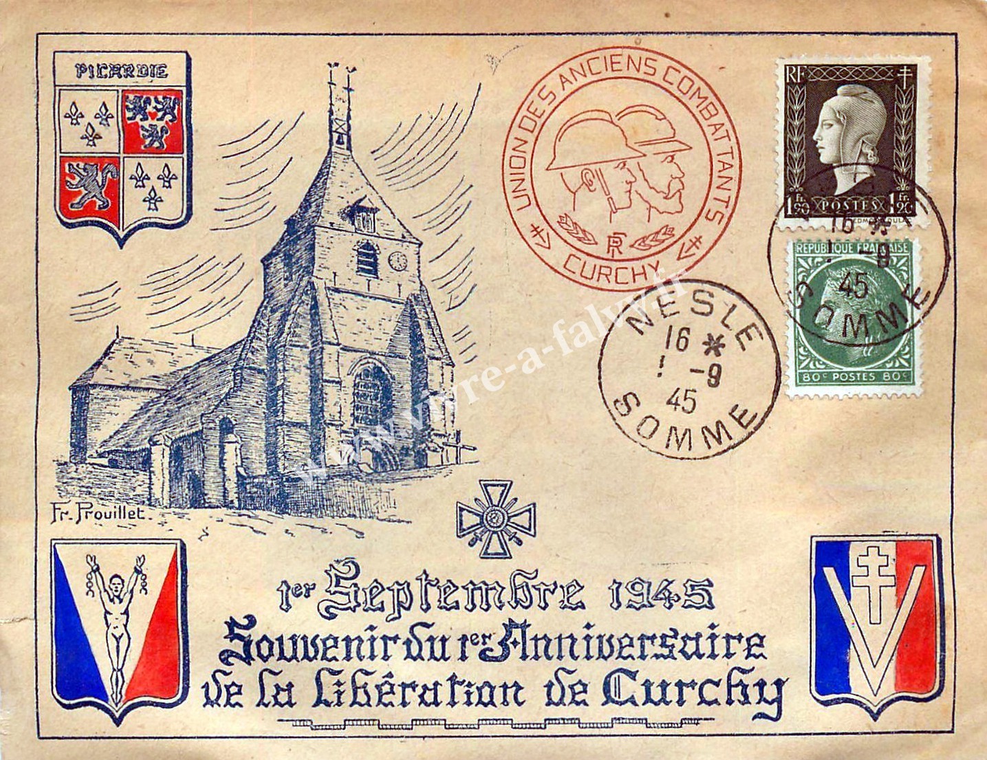 3 curchy souvenirs liberation 1945
