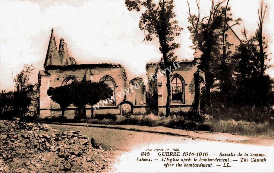 3 lihons l eglise apres le bombardement