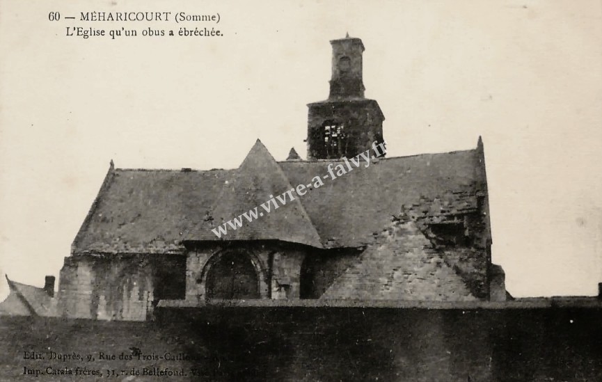 3 meharicourt l eglise ebrechee par un obus