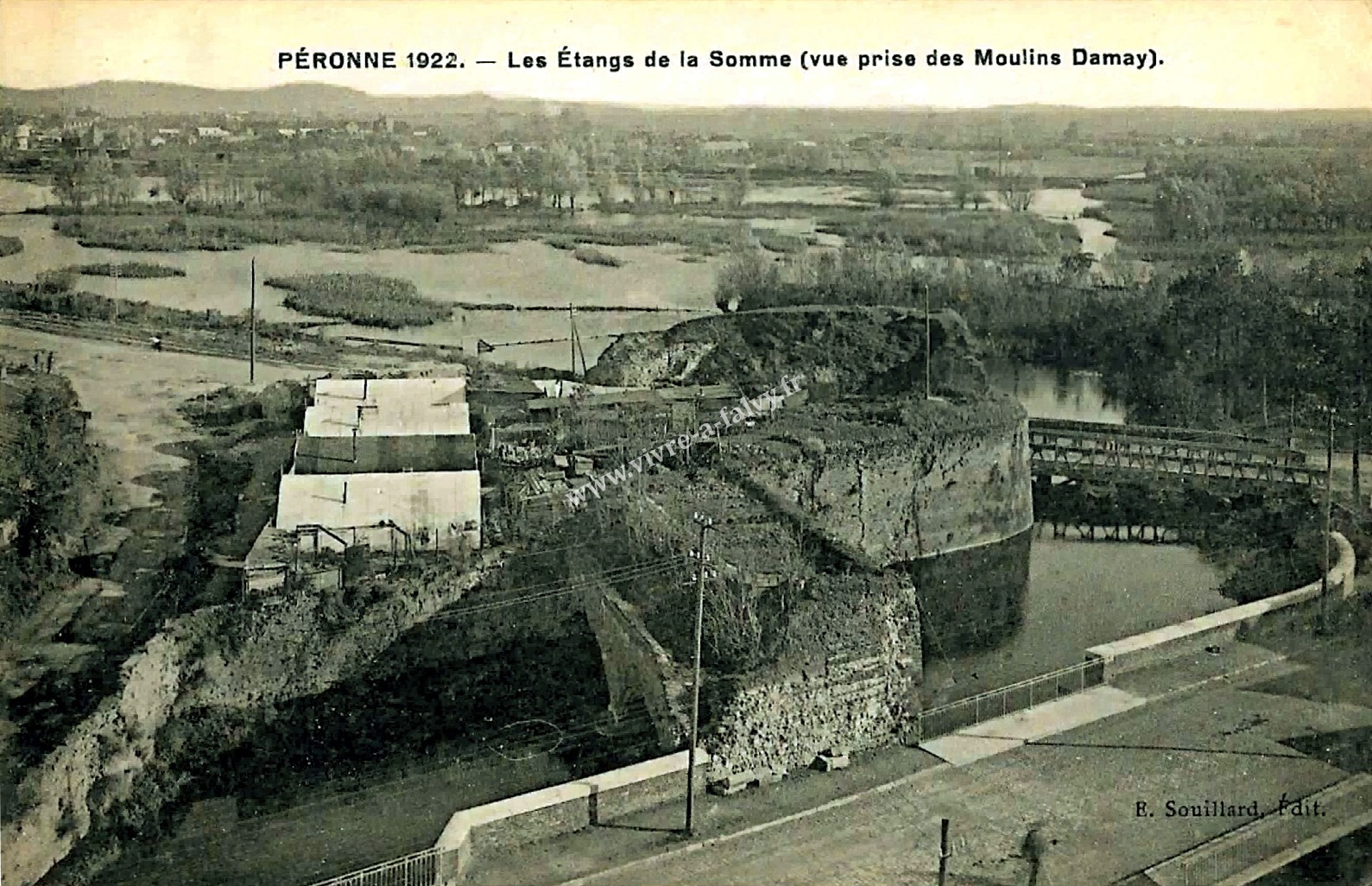 4 peronne 1922 les etangs de la somme vue prise des moulins damay 1