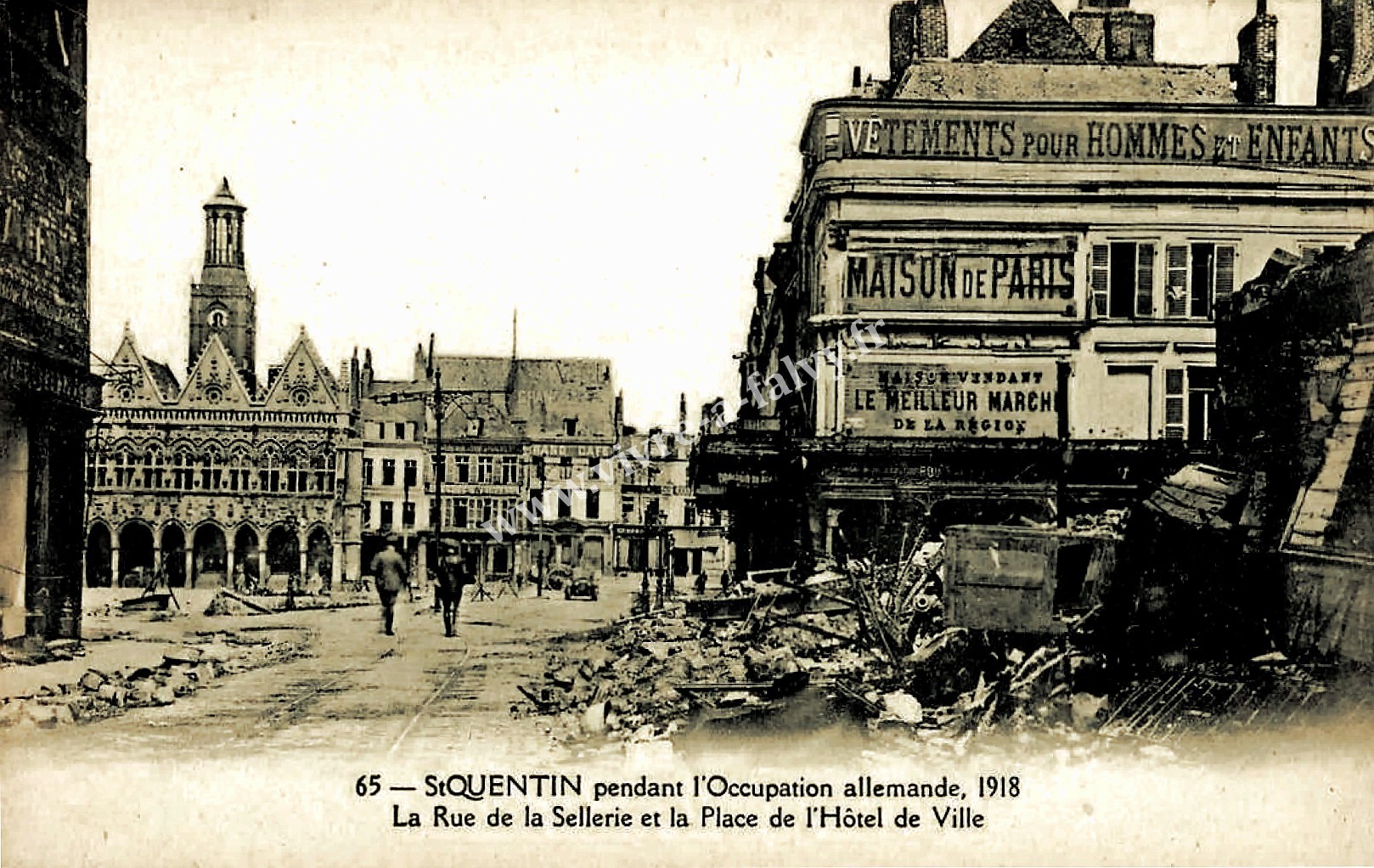 4 saint quentin la rue de la sellerie et la place de l hotel de ville occupation allemande