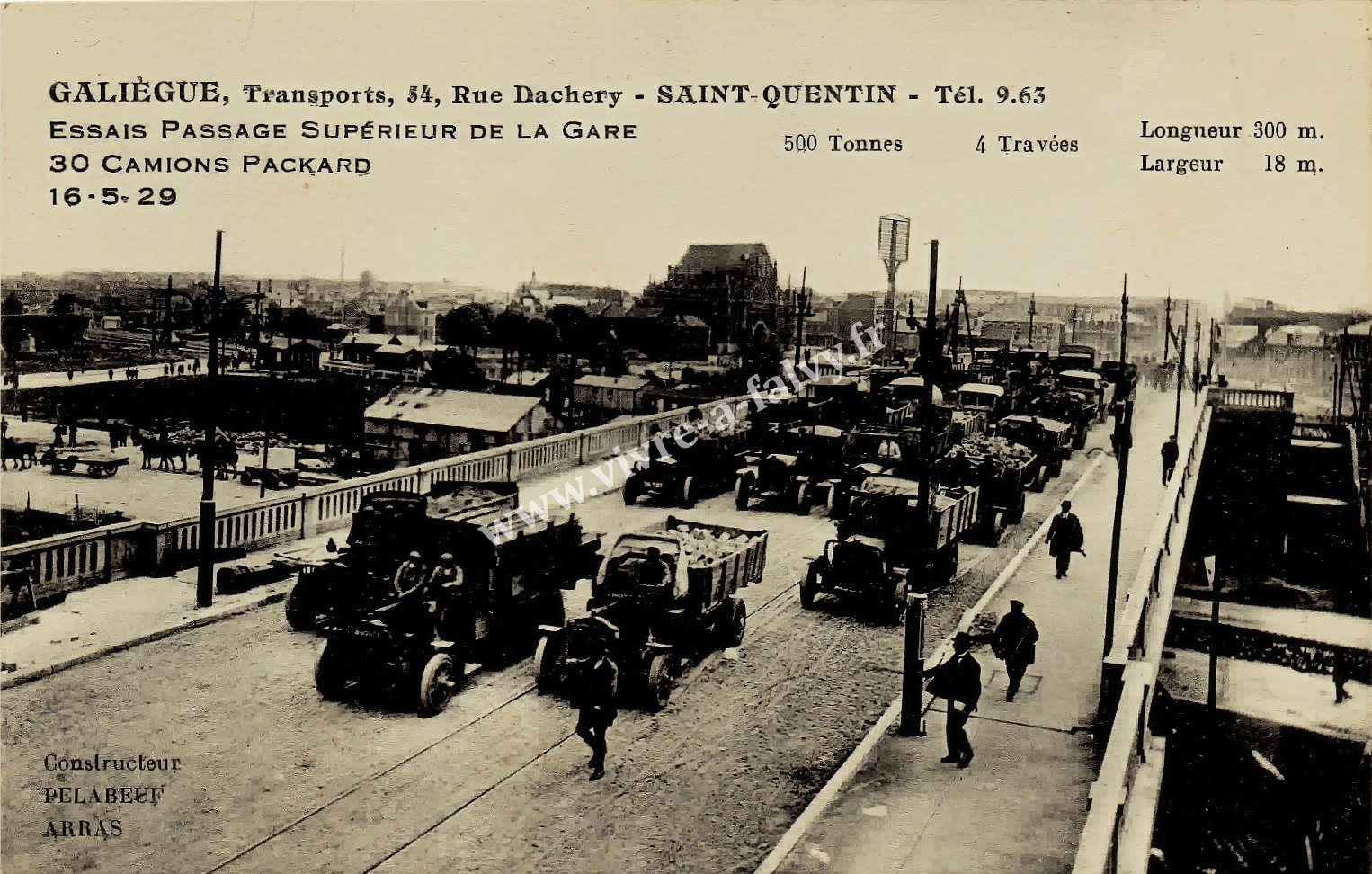 5 saint quentin essais passage superieur de la gare avec 30 camions packard transports galiegue