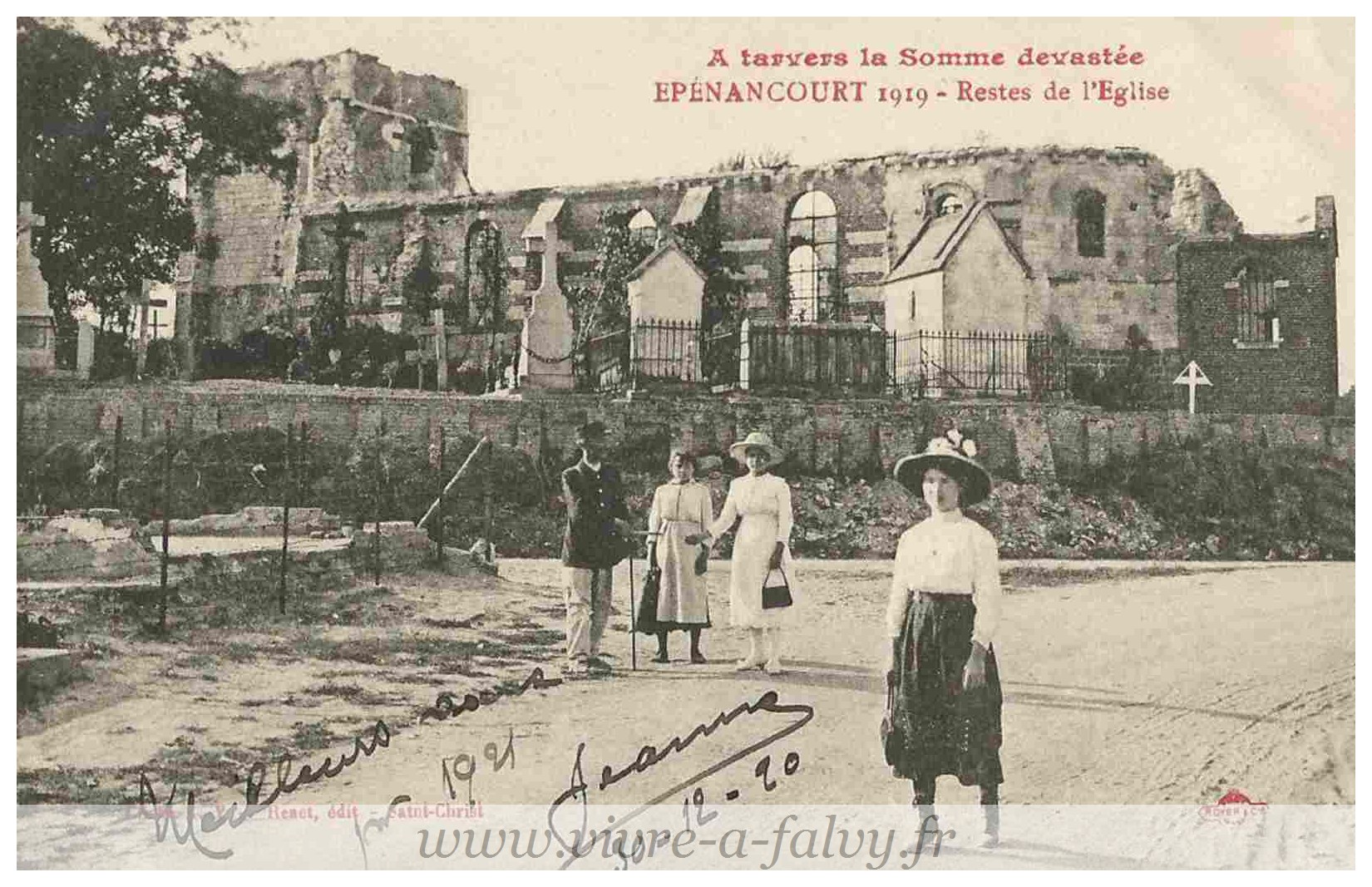 Epenancourt - Les restes de l'Eglise vers 1919