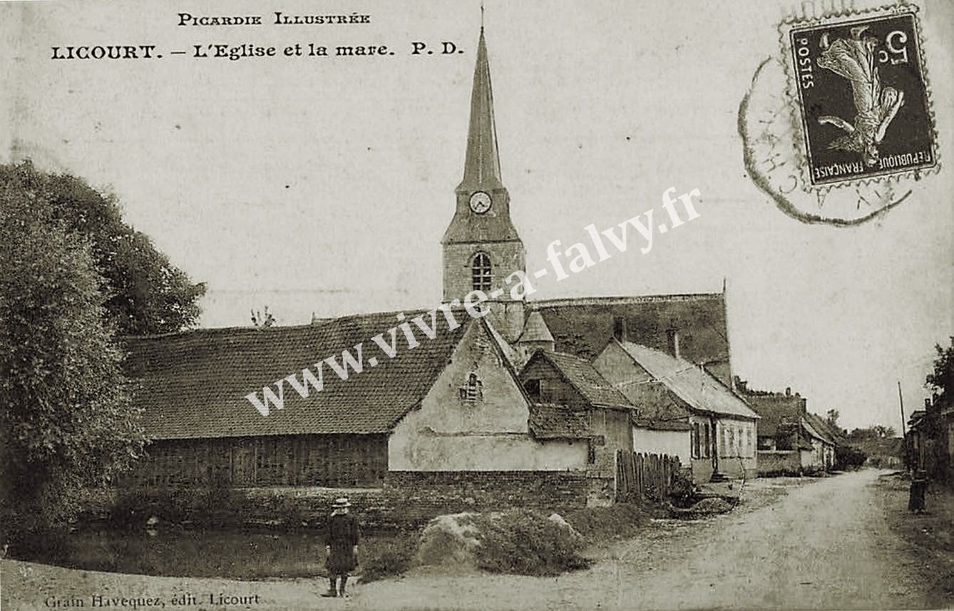 Licourt 80 l eglise et la mare