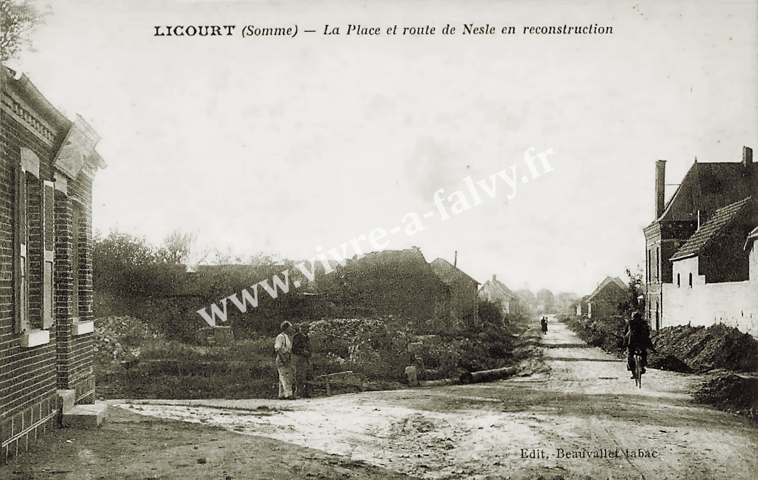 Licourt 80 la place et route de nesle en reconstruction