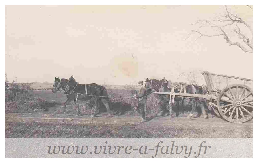 Morchain - Paysan avec ses chevaux et son tombereau