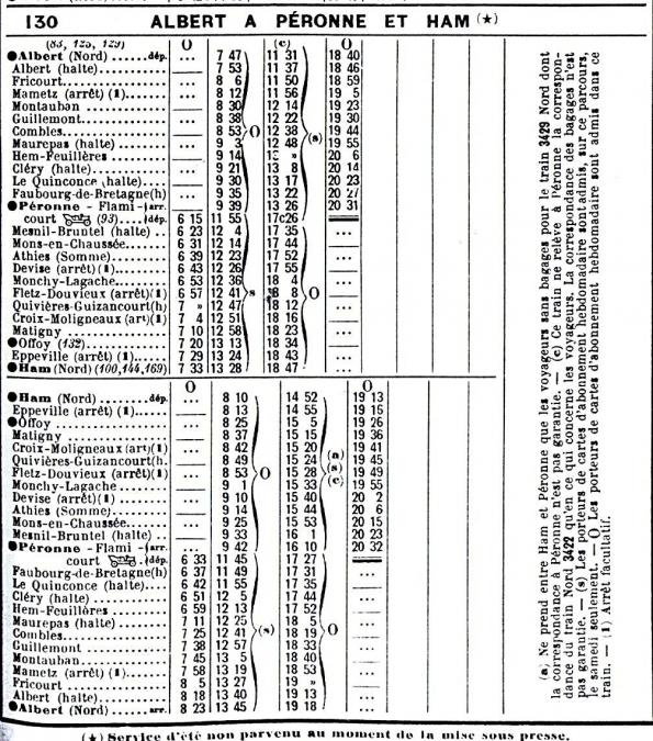 Horaires ligne albert a peronne et ham